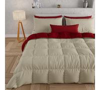 PETTI Artigiani Italiani - Couette Chaude Hiver 160x260 Bicolore TaupeBordeaux, Double Face, Couette pour lit 1 Personnes, en Microfibre 300g/m², Made in Italy