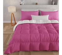PETTI Artigiani Italiani - Couette Chaude Hiver 240x260 Bicolore FuchsiaBlanc, Couette Double Face, Couette pour lit 2 Personnes, Couette en Microfibre 300g/m², Made in Italy