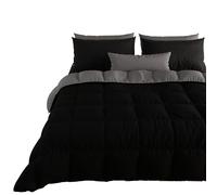 PETTI Artigiani Italiani - Couette Chaude Hiver 240x260 Bicolore NoirGris Foncé, Couette Double Face, Couette pour lit 2 Personnes, Couette en Microfibre 300g/m², Made in Italy