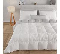 PETTI Artigiani Italiani - Couette Chaude Hiver 260x270 Bicolore BlancGris, Double Face, Couette pour lit 2 Personnes, en Microfibre 300g/m², Made in Italy