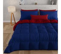 PETTI Artigiani Italiani - Couette Chaude Hiver 260x270 Bicolore Bleu FoncéBordeaux, Double Face, Couette pour lit 2 Personnes, en Microfibre 300g/m², Made in Italy