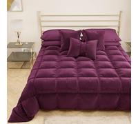 PETTI Artigiani Italiani - Couette Chaude Hiver Double Face en Velours 220x260 Bicolore Prune, pour Lit 1 Personne, 350g/m², Made in Italy