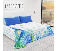 PETTI Artigiani Italiani - Couette Couvre-lit Primaverile d'été Simple Motif Botanic 01 100% Microfibre Anti-Allergique 100% Made in Italy