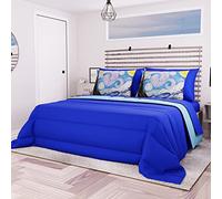 PETTI Artigiani Italiani - Couette d'hiver 100 % microfibre hypoallergénique, 1 place et demie maxi bleu