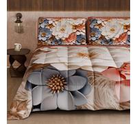 Petti Artigiani Italiani - Couette d'hiver, Couette d'hiver Double Face, Couleur Unie et Impression numérique Florale 05 1, 100% Microfibre, fabriquée en Italie