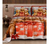 PETTI Artigiani Italiani - Couette d'hiver de Noël Queen Size, Couette Double Face avec Couleur Unie et imprimé Chien numérique, fabriquée en Italie