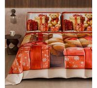 PETTI Artigiani Italiani - Couette d'hiver de Noël Queen Size, Couette Double Face avec Couleur Unie et Impression numérique, Ours en Peluche 2, fabriquée en Italie