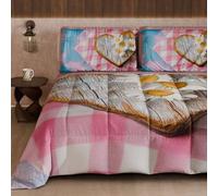 Petti Artigiani Italiani - Couette d'hiver Double Face, Couleur Unie et Impression numérique, Shabby 04 329, 100% Microfibre, fabriquée en Italie