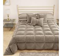 PETTI Artigiani Italiani - Couette d'hiver pour Lit 90-160 x 260 cm en Velours, Couvre-lit Boutis Double Face Hypoallergénique 350 g/m², Couette Chaude, Taupe, Made in Italy