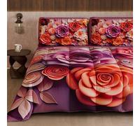Petti Artigiani Italiani - Couette d'hiver pour lit Double Face, Couleur Unie et Impression numérique Florale 05 17, 100% Microfibre, fabriquée en Italie
