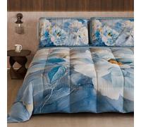 Petti Artigiani Italiani - Couette d'hiver pour lit Double Face, Couleur Unie et Impression numérique Florale 25 13, 100% Microfibre, fabriquée en Italie