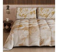 Petti Artigiani Italiani - Couette d'hiver pour lit Double Face, Couleur Unie et Impression numérique Florale 06 10, 100% Microfibre, fabriquée en Italie