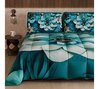 Petti Artigiani Italiani - Couette d'hiver pour lit Double Face, Couleur Unie et Impression numérique Florale 05 21, 100% Microfibre, fabriquée en Italie
