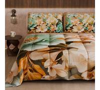 Petti Artigiani Italiani - Couette d'hiver pour lit Double Face, Couleur Unie et Impression numérique Florale 05 9, 100% Microfibre, fabriquée en Italie