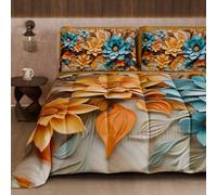 Petti Artigiani Italiani - Couette d'hiver pour lit Double Face, Couleur Unie et Impression numérique Florale 05 16, 100% Microfibre, fabriquée en Italie