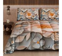 Petti Artigiani Italiani - Couette d'hiver pour lit Double Face, Couleur Unie et Impression numérique Florale 05 20, 100% Microfibre, fabriquée en Italie