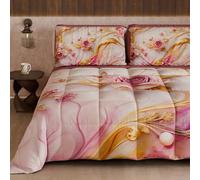 Petti Artigiani Italiani - Couette d'hiver pour lit Double Face, Couleur Unie et Impression numérique Florale 06 6, 100% Microfibre, fabriquée en Italie