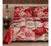 Petti Artigiani Italiani - Couette d'hiver pour lit Double Face, Couleur Unie et Impression numérique Florale 05 3, 100% Microfibre, fabriquée en Italie