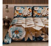 Petti Artigiani Italiani - Couette d'hiver pour lit Double Face, Couleur Unie et Impression numérique Florale 05 5, 100% Microfibre, fabriquée en Italie