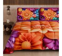 Petti Artigiani Italiani - Couette d'hiver pour lit Double Face, Couleur Unie et Impression numérique Florale 05 12, 100% Microfibre, fabriquée en Italie