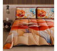 Petti Artigiani Italiani - Couette d'hiver pour lit Double Face, Couleur Unie et Impression numérique Florale 06 9, 100% Microfibre, fabriquée en Italie