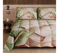 Petti Artigiani Italiani - Couette d'hiver pour lit Double Face, Couleur Unie et Impression numérique Florale 25 191, 100% Microfibre, fabriquée en Italie