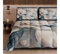 Petti Artigiani Italiani - Couette d'hiver pour lit Double Face, Couleur Unie et Impression numérique Florale 25 14, 100% Microfibre, fabriquée en Italie