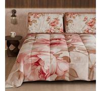 Petti Artigiani Italiani - Couette d'hiver pour lit Une Place et demie Double Face, Couleur Unie et Impression numérique Florale 04 156, 100% Microfibre, fabriquée en Italie