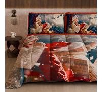 PETTI Artigiani Italiani - Couette d'hiver Simple de Noël, Couette Double Face de Noël, Couleur Unie et Impression numérique Noël 20, fabriquée en Italie