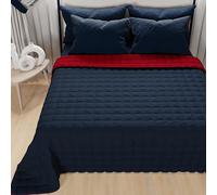 PETTI Artigiani Italiani - Couette Double Reversible 240x260 cm en Microfibre, Couvre-lit Printemps Double, Couverture 2 Personnes Réversible, Bleu Bordeaux, 100% Fabriqué en Italie
