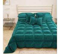 PETTI Artigiani Italiani - Couette en Velours Chaude Hiver 160x260 Bicolore Bleu Canard, Couette Double Face, Couette pour lit 1 Personnes, Couette en Velours 350g/m², Made in Italy