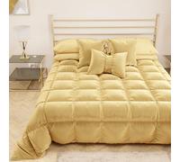 PETTI Artigiani Italiani - Couette en Velours Chaude Hiver 260x270 Bicolore Or, Couette Double Face, Couette pour lit 2 Personnes, Couette en Velours 350g/m², Made in Italy