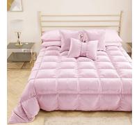 PETTI Artigiani Italiani - Couette en Velours Chaude Hiver 260x270 Bicolore Rose, Couette Double Face, Couette pour lit 2 Personnes, Couette en Velours 350g/m², Made in Italy