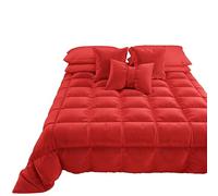 PETTI Artigiani Italiani - Couette en Velours Chaude Hiver 260x270 Bicolore Rouge, Couette Double Face, Couette pour lit 2 Personnes, Couette en Velours 350g/m², Made in Italy