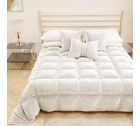 PETTI Artigiani Italiani - Couette en Velours Chaude Hiver Bicolore Blanc, Double Face, pour Lit 1 Personne, 160x260 cm, 350g/m², Made in Italy