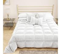 PETTI Artigiani Italiani - Couette en Velours Doux et Chaud 350 g/m², Couette carrée et demie, Double Face, Couette carrée et demie : 220 x 260 cm, Blanche, 100% fabriquée en Italie