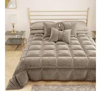 Petti Artigiani Italiani - Couette en Velours Doux et Chaud 350 g/m², Couette Double, Double Face, Couette 260 x 270 cm, Boue, 100% fabriquée en Italie
