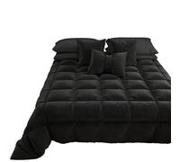 PETTI Artigiani Italiani - Couette en Velours Chaude Hiver 160x260 Bicolore Noir, Couette Double Face, Couette pour lit 1 Personnes, Couette en Velours 350g/m², Made in Italy