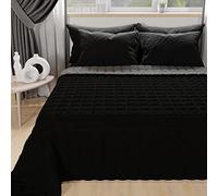 PETTI Artigiani Italiani - Couette Maxi Double Reversible 270x260 cm en Microfibre, Couvre-lit Printemps Maxi Double, Couverture 2 Personne Réversible, Noir Gris, 100% Fabriqué en Italie