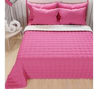 PETTI Artigiani Italiani - Couette Simple Reversible 160x260 cm en Microfibre, Couvre-lit Simple Printemps, Couverture 1 Personne Réversible, Fuchsia Blanc, 100% Fabriqué en Italie