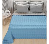 PETTI Artigiani Italiani - Couette Simple Reversible 160x260 cm en Microfibre, Couvre-lit Simple Printemps, Couverture 1 Personne Réversible, Ciel Gris, 100% Fabriqué en Italie