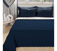 PETTI Artigiani Italiani - Couette Simple Reversible 160x260 cm en Microfibre, Couvre-lit Simple Printemps, Couverture 1 Personne Réversible, Bleu Blanc, 100% Fabriqué en Italie