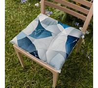 PETTI Artigiani Italiani - Lot de 6 Coussins de Chaise pour Cuisine, Galettes de Chaise en Microfibre avec Impression Numérique et Attaches, Motif Cercles Bleu