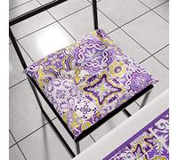 PETTI Artigiani Italiani - Coussins de Chaise Cuisine, Lot de 6 Galettes Microfibre avec Liens, Motif Faïence Vietri Violet, Fabriqué avec Amour et Passion en Italie Depuis 1968