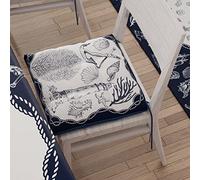 PETTI Artigiani Italiani - Coussins de Chaise Cuisine, Lot de 6 Galettes Microfibre avec Liens, Motif Style Marin, Fabriqué avec Amour et Passion en Italie Depuis 1968