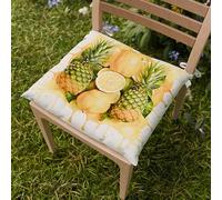 Petti Artigiani Italiani - Coussins pour Chaise de Cuisine, Ensemble de 6 Coussins pour chaises, Housses de Chaise en Microfibre avec Impression numérique et Lacets, Dessin Fruits Citrons et Ananas