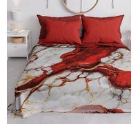 PETTI Artigiani Italiani - Couvre-lit 1 Place (160x260 cm) Printemps Été, Parure de Lit Légère Simple, Draps de Lit Une Personne, Marbre Rouge, 100% Fabriqué en Italie