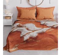PETTI Artigiani Italiani - Couvre-lit 1 Place et Demie (220x260 cm) Printemps Été, Parure de Lit 1 Place et Demie, Draps de Lit 1/2 Personnes, Marbre Terracotta, 100% Fabriqué en Italie