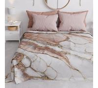 PETTI Artigiani Italiani - Couvre-lit 1 Place et Demie (220x260 cm) Printemps Été, Parure de Lit 1 Place et Demie, Draps de Lit 1/2 Personnes, Marbre Poudre, 100% Fabriqué en Italie