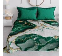 PETTI Artigiani Italiani - Couvre-lit 1 Place et Demie (220x260 cm) Printemps Été, Parure de Lit 1 Place et Demie, Draps de Lit 1/2 Personnes, Marbre Vert Émeraude, 100% Fabriqué en Italie